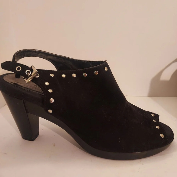 Aerosoles Heelrest Black Suede Haven Peep Toe Slingback Heels in Size 7 M - Picture 8 of 14